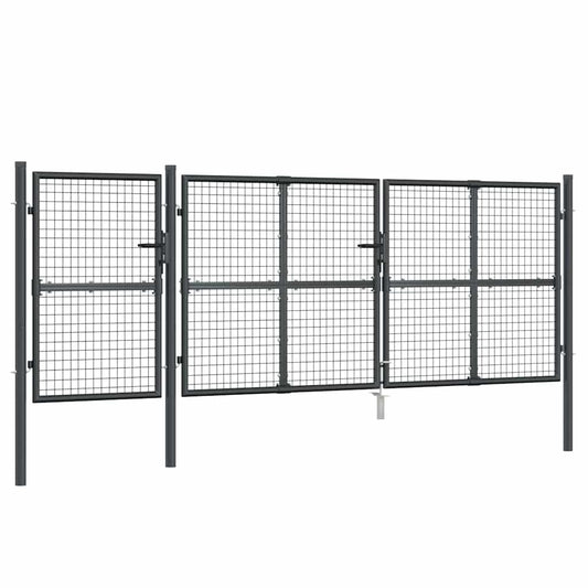 vidaXL Πόρτα Κήπου με Διχτυωτό Υλικό Ανθρακί 400x125 εκ. από Γαλβανισμένο Ατσάλι