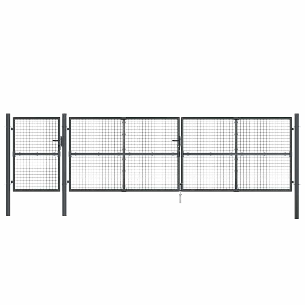 vidaXL Πόρτα Κήπου με Διχτυωτό Υλικό Ανθρακί 500x125 εκ. από Γαλβανισμένο Ατσάλι