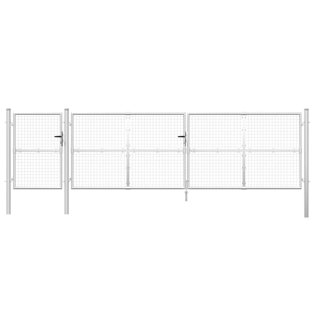 vidaXL Πόρτα Κήπου με Διχτυωτό Ασημί 500x125 εκ. από Γαλβανισμένο Ατσάλι