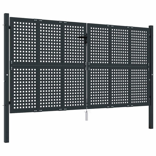 vidaXL Πόρτα Κήπου Ανθρακί 300x125 εκ. Ατσάλι