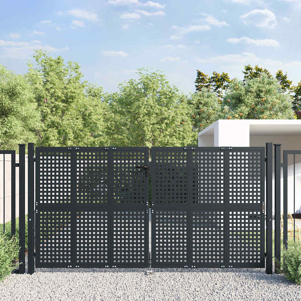 vidaXL Πόρτα Κήπου Ανθρακί 300x125 εκ. Ατσάλι
