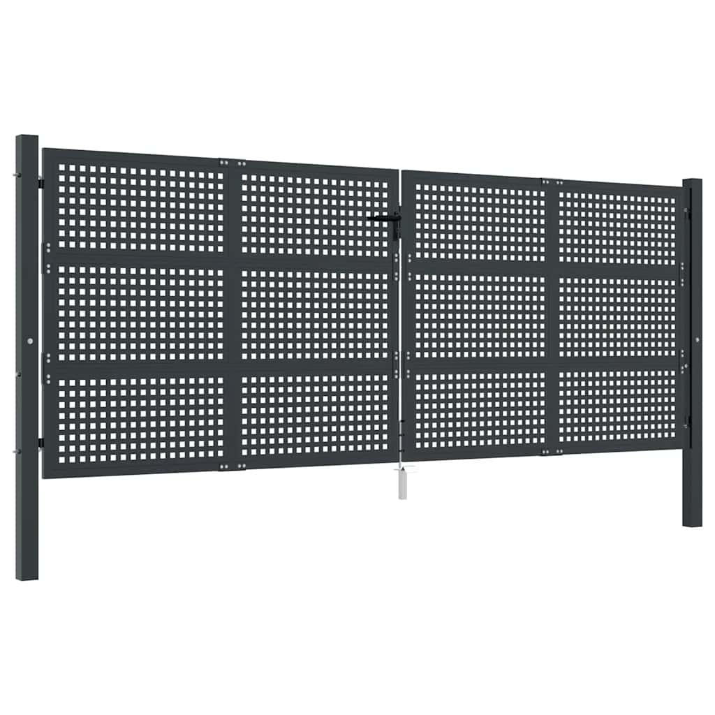 vidaXL Πόρτα Κήπου Ανθρακί 400x125 εκ. Ατσάλι