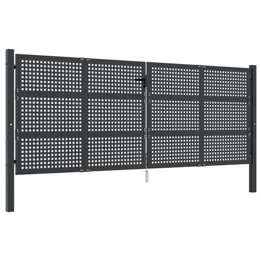 vidaXL Πόρτα Κήπου Ανθρακί 400x125 εκ. Ατσάλι