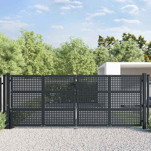 vidaXL Πόρτα Κήπου Ανθρακί 400x125 εκ. Ατσάλι