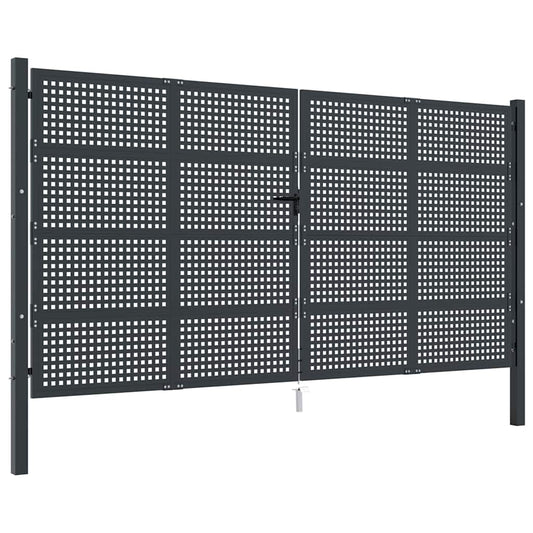 vidaXL Πόρτα Κήπου Ανθρακί 400x175 εκ. Ατσάλι