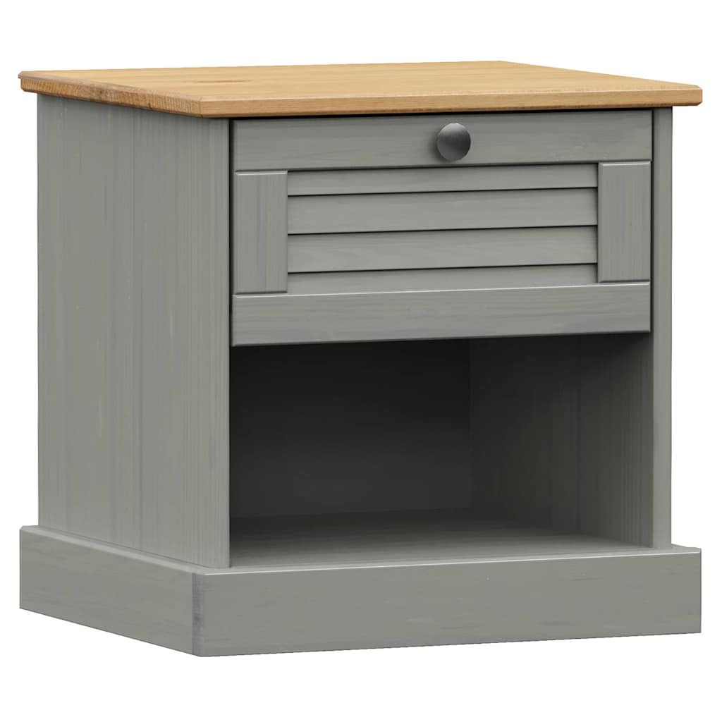 vidaXL Κομοδίνο VIGO Γκρι 42 x 35 x 42 εκ. από Μασίφ Ξύλο Πεύκου