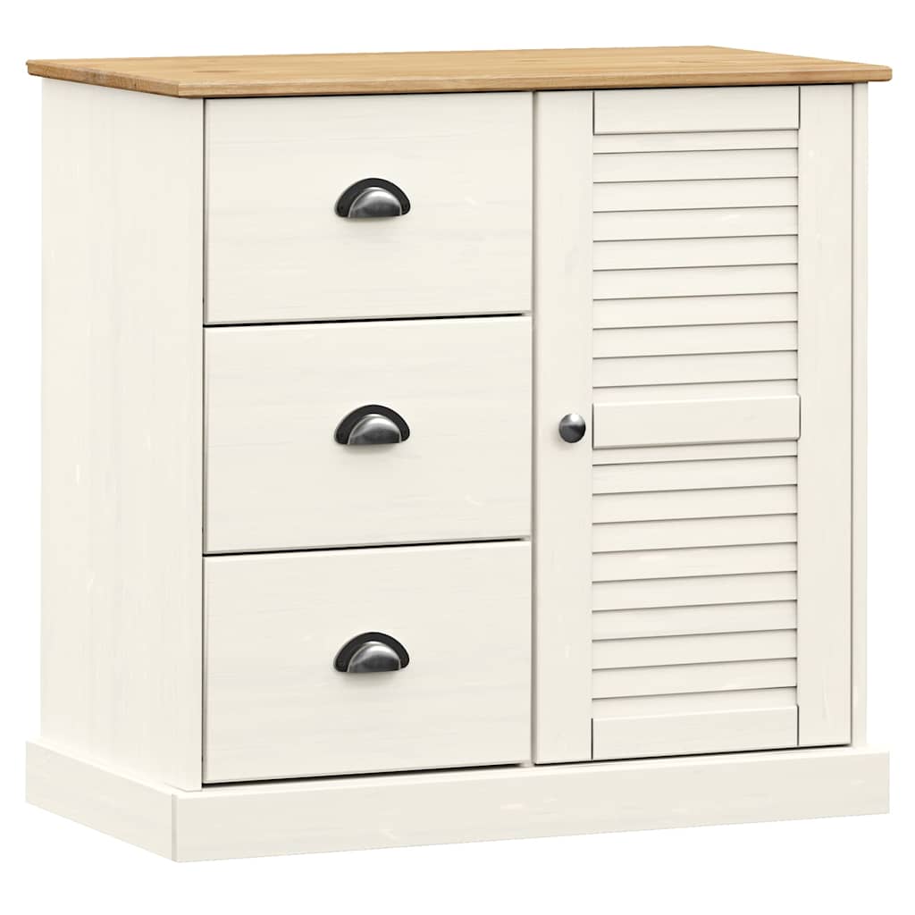 vidaXL Ντουλάπι με Συρτάρια VIGO Λευκό 78x40x75 εκ. Μασίφ Ξύλο Πεύκου