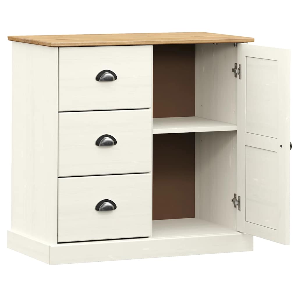vidaXL Ντουλάπι με Συρτάρια VIGO Λευκό 78x40x75 εκ. Μασίφ Ξύλο Πεύκου