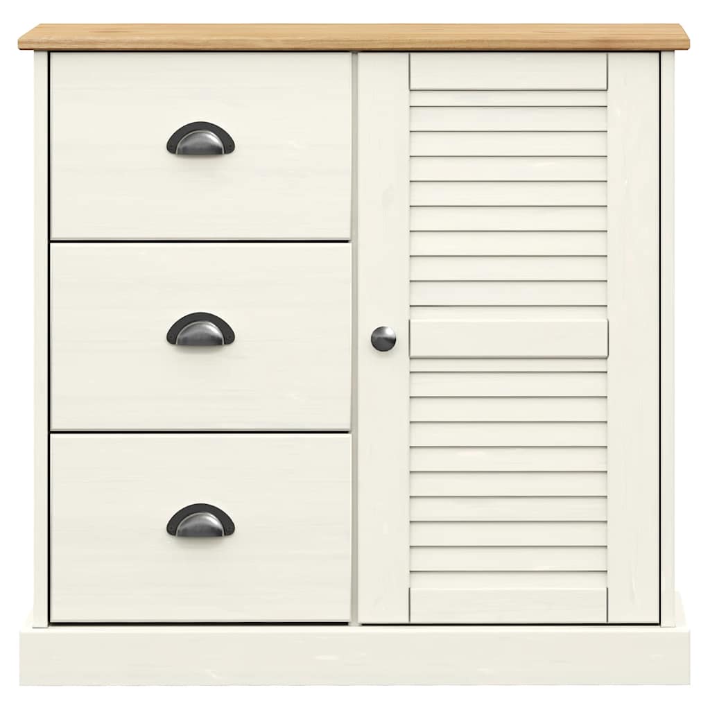 vidaXL Ντουλάπι με Συρτάρια VIGO Λευκό 78x40x75 εκ. Μασίφ Ξύλο Πεύκου