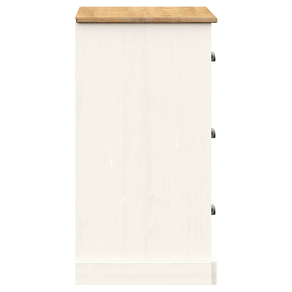 vidaXL Ντουλάπι με Συρτάρια VIGO Λευκό 78x40x75 εκ. Μασίφ Ξύλο Πεύκου