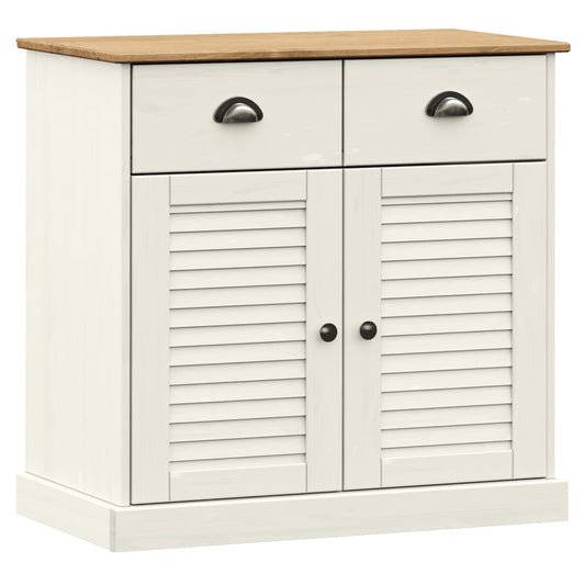 vidaXL Ντουλάπι με Συρτάρια VIGO Λευκό 78x40x75 εκ. Μασίφ Ξύλο Πεύκου