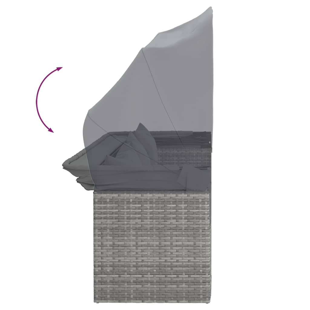 vidaXL Σαλόνι Κήπου Σετ 4 Τεμαχίων Γκρι Συνθετικό Ρατάν με Μαξιλάρια