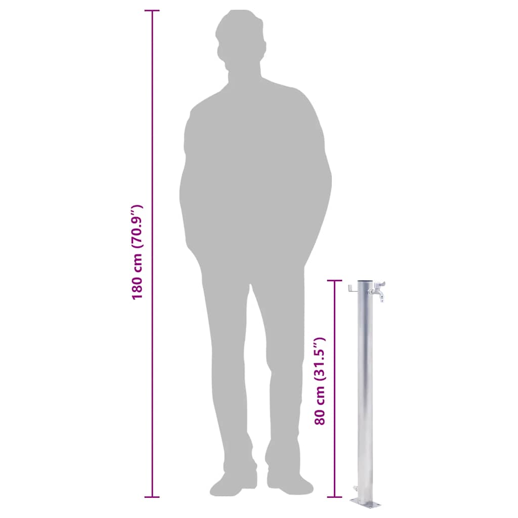vidaXL Βρύση Δαπέδου Κήπου Στρογγυλή 80 εκ. από Ανοξείδωτο Ατσάλι
