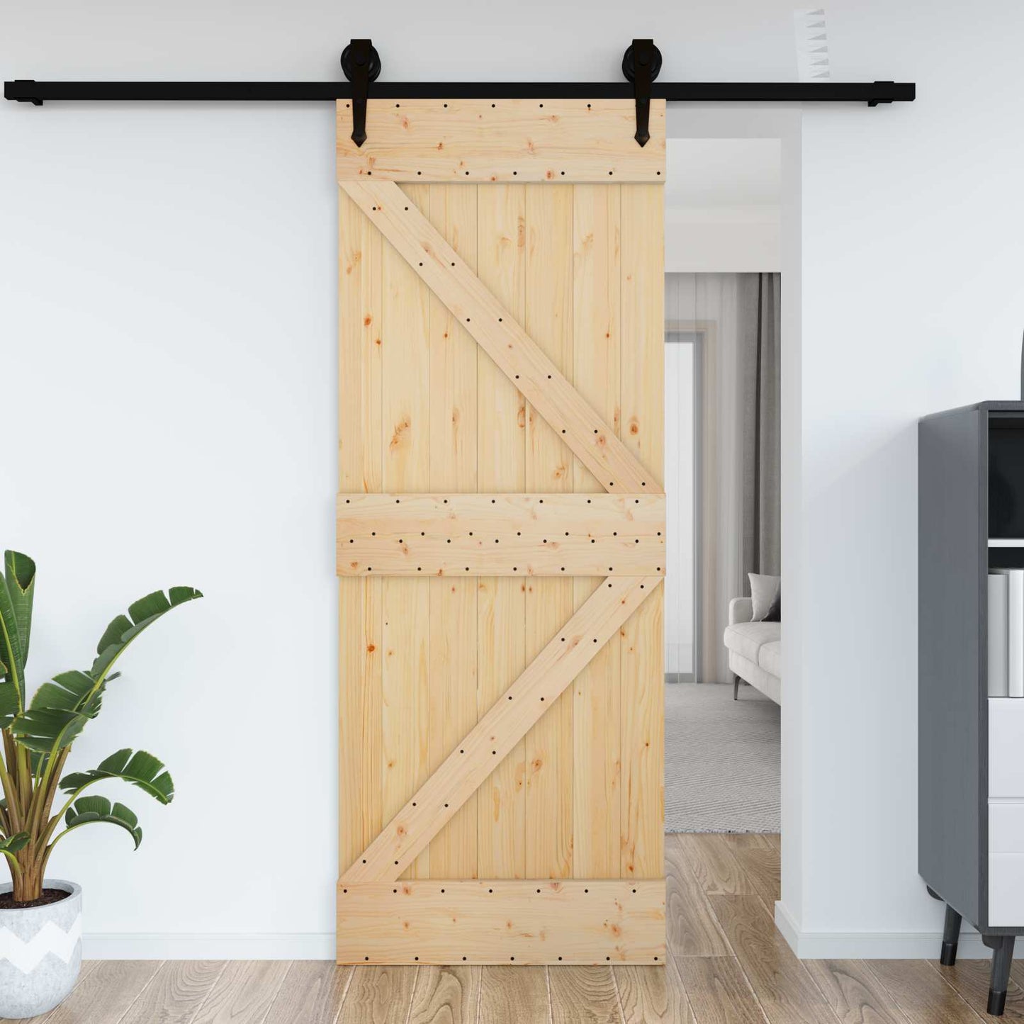vidaXL Πόρτα NARVIK Φυσικό 95 x 210 cm Συμπαγές Ξύλο Πεύκου