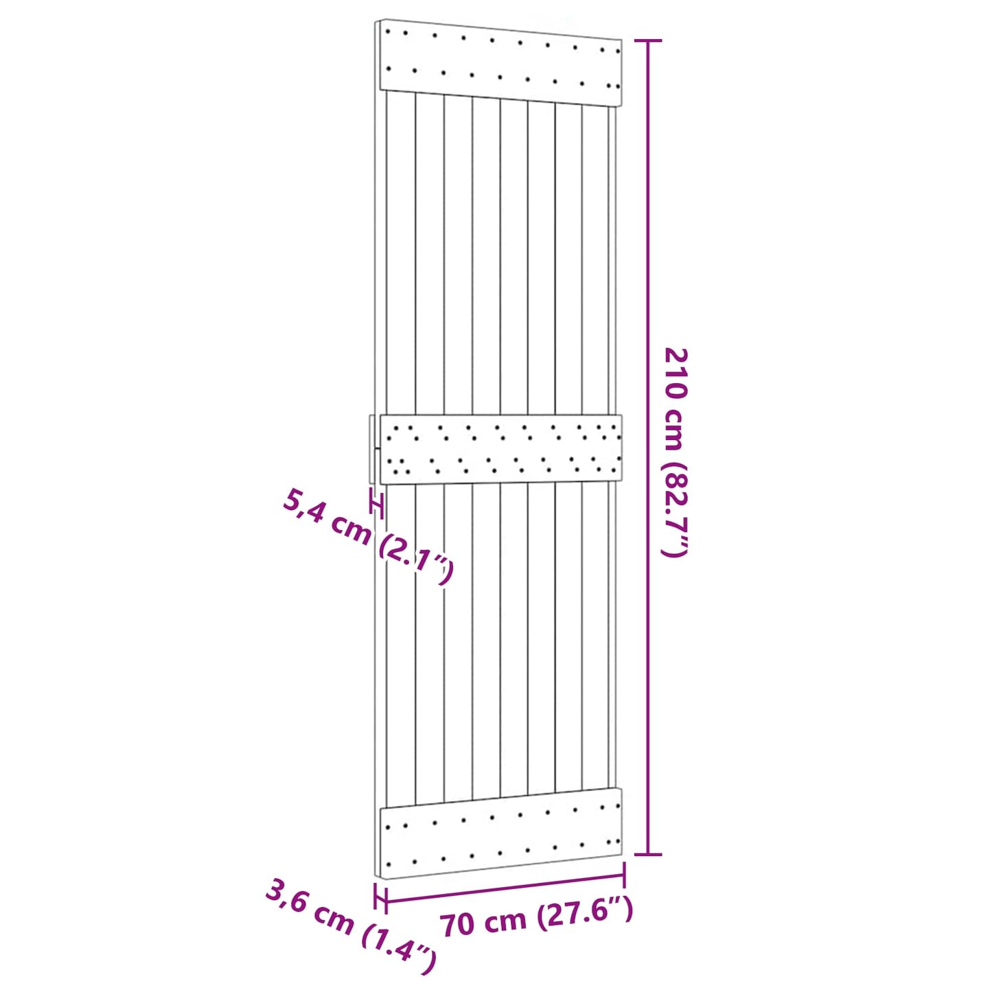 vidaXL Πόρτα NARVIK Φυσικό 70 x 210 cm Συμπαγές Ξύλο Πεύκου