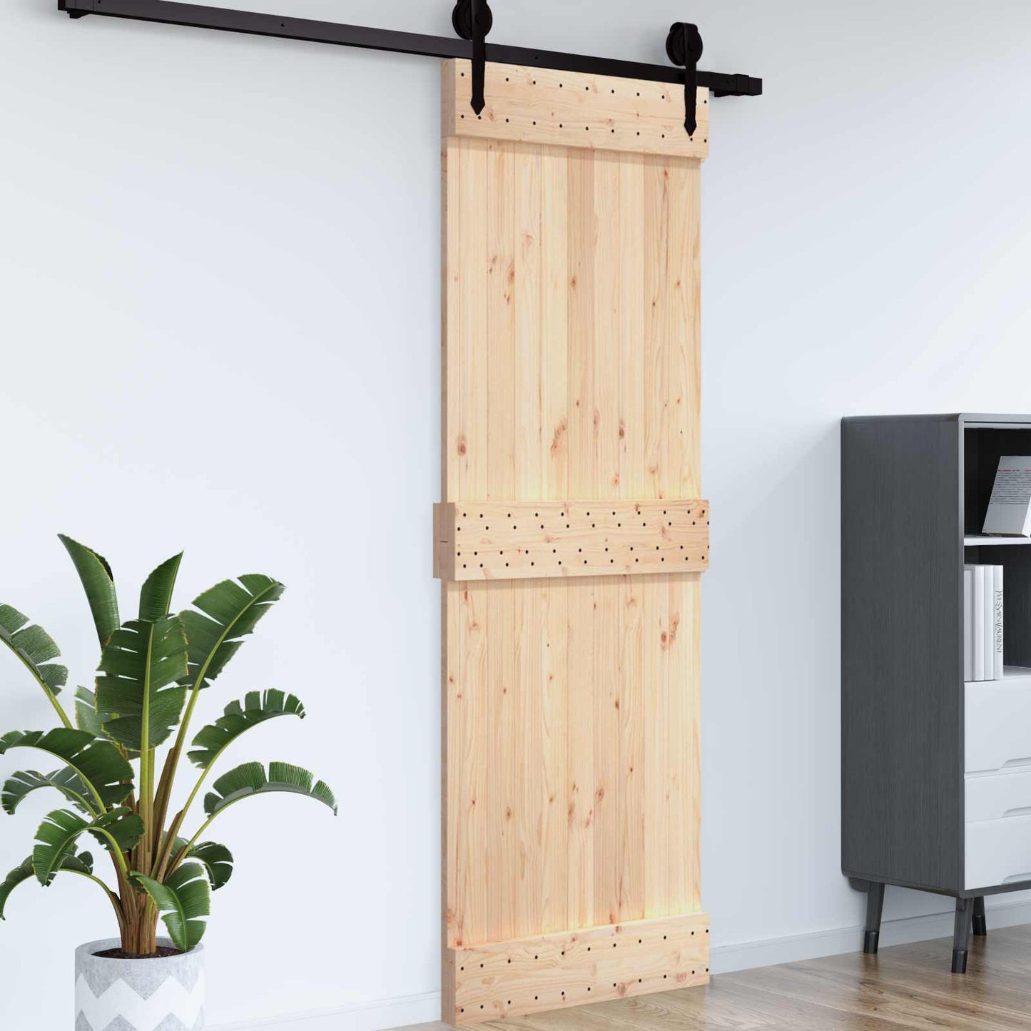 vidaXL Πόρτα NARVIK Φυσικό 85 x 210 cm Συμπαγές Ξύλο Πεύκου