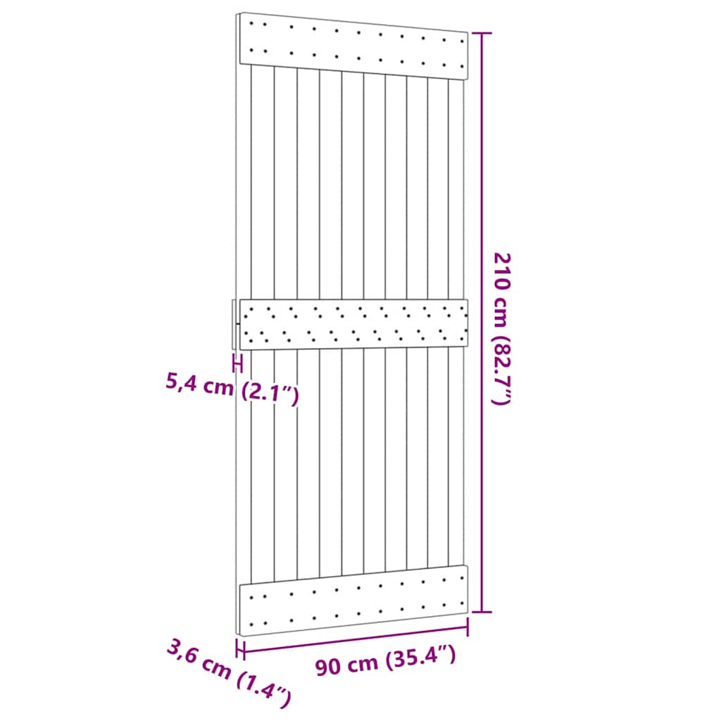 vidaXL Πόρτα NARVIK 90 x 210 εκ. από Μασίφ Ξύλο Πεύκου