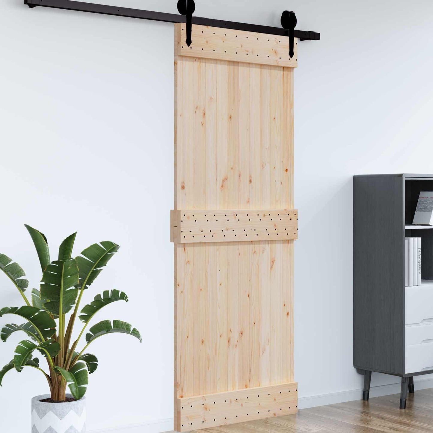 vidaXL Πόρτα NARVIK Φυσικό 95 x 210 cm Συμπαγές Ξύλο Πεύκου