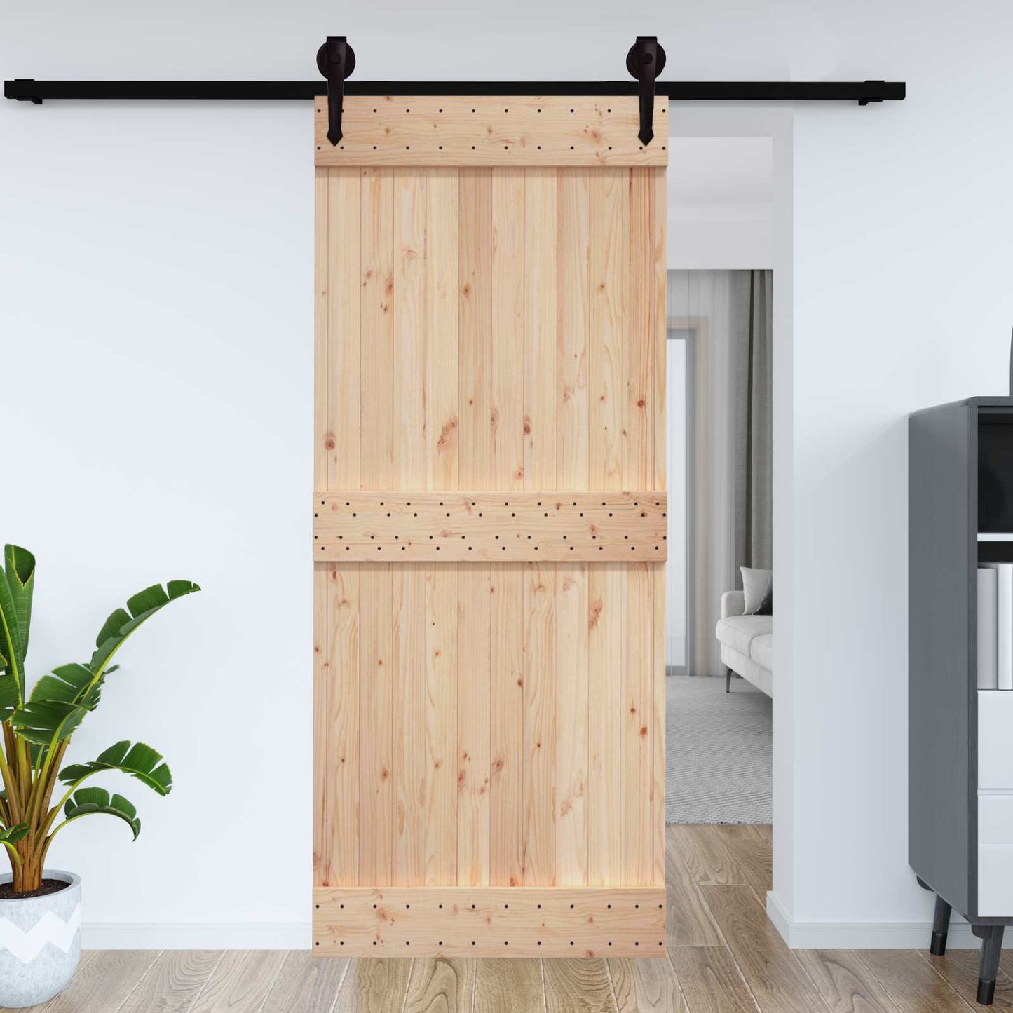 vidaXL Πόρτα NARVIK Φυσικό 95 x 210 cm Συμπαγές Ξύλο Πεύκου