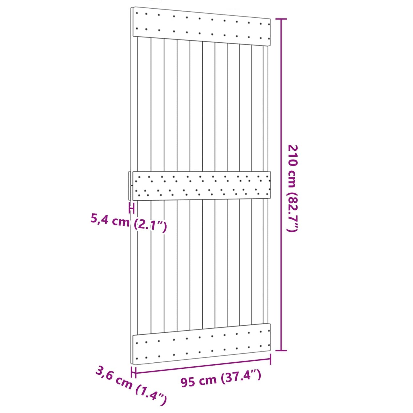 vidaXL Πόρτα NARVIK Φυσικό 95 x 210 cm Συμπαγές Ξύλο Πεύκου