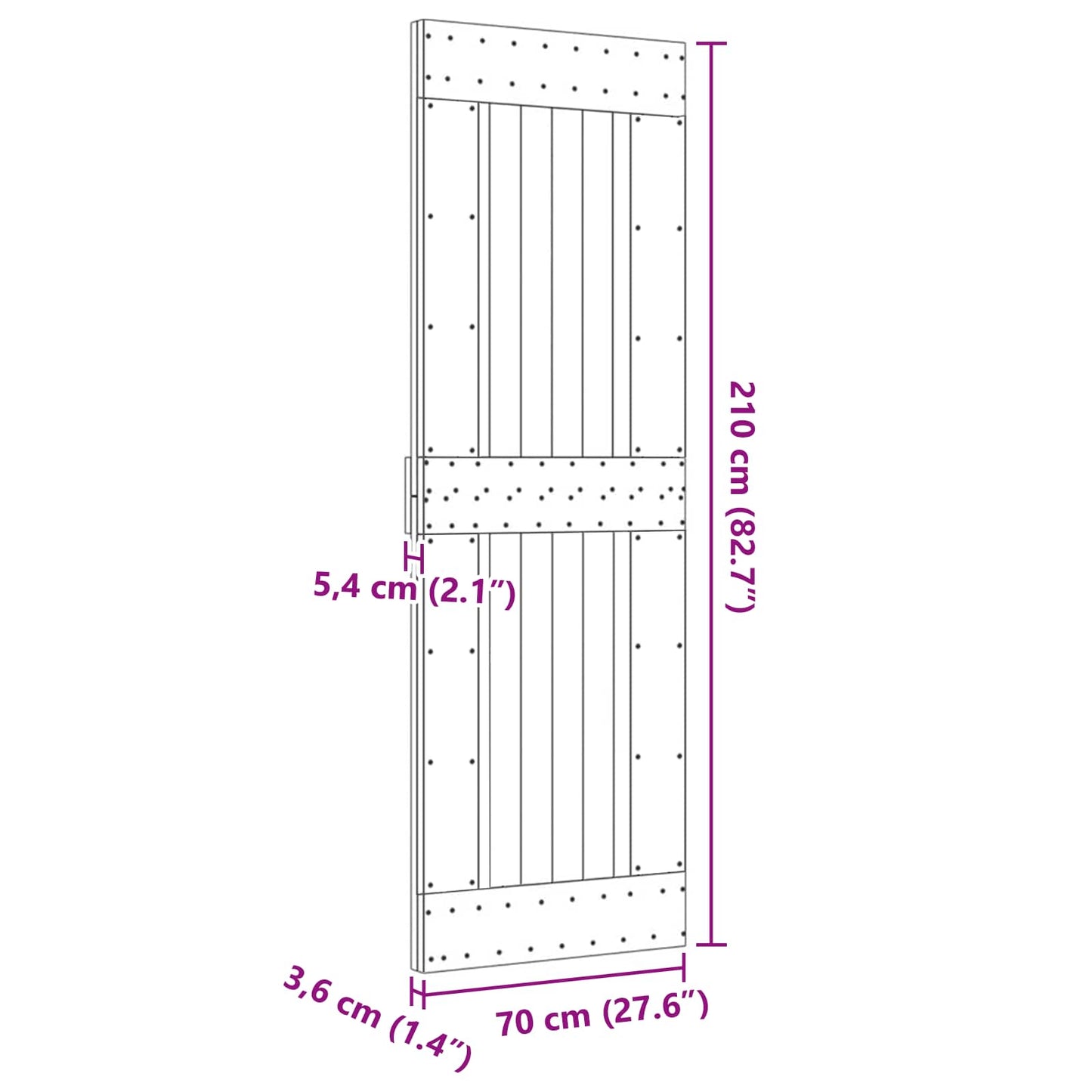 vidaXL Πόρτα NARVIK Φυσικό 70 x 210 cm Συμπαγές Ξύλο Πεύκου