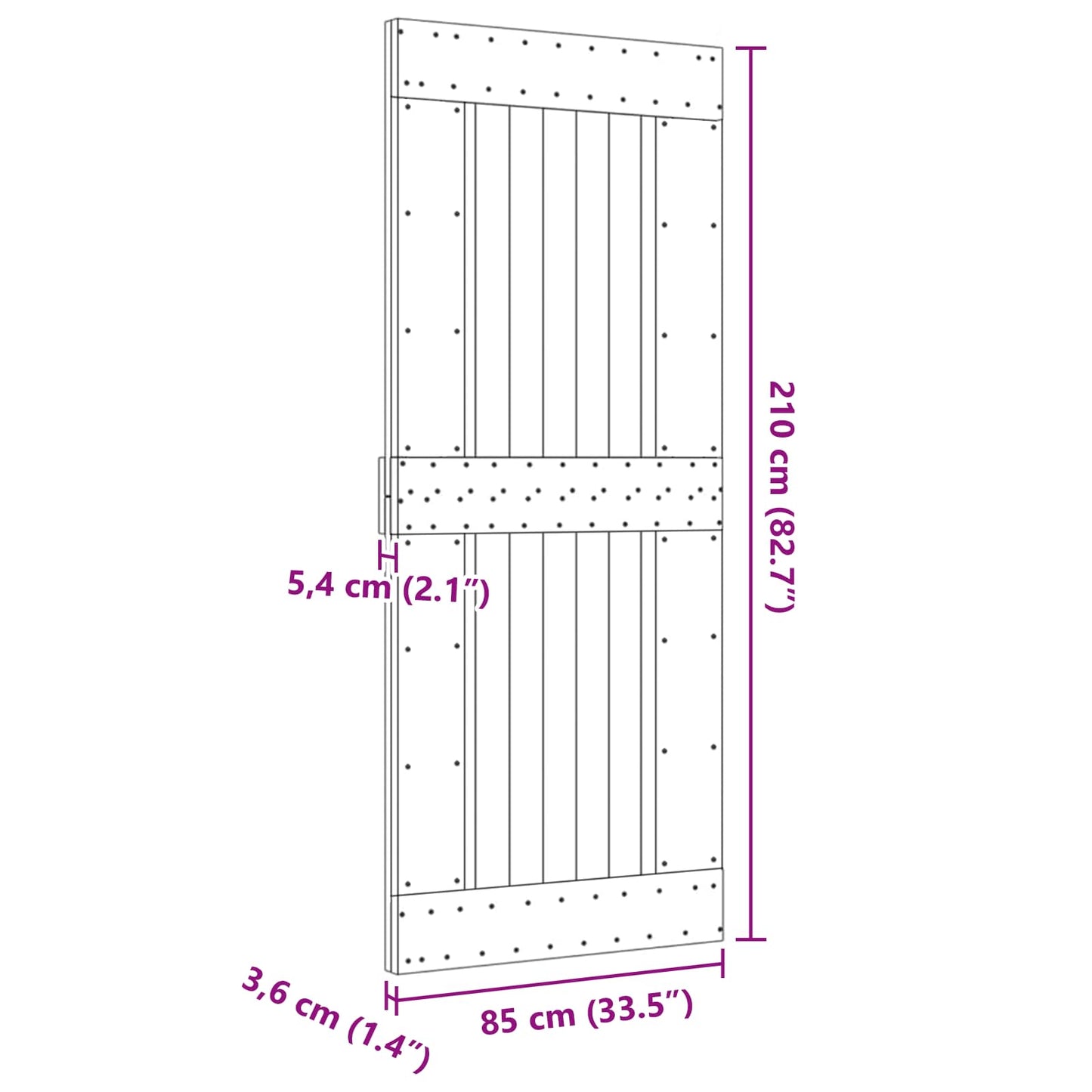 vidaXL Πόρτα NARVIK Φυσικό 85 x 210 cm Συμπαγές Ξύλο Πεύκου