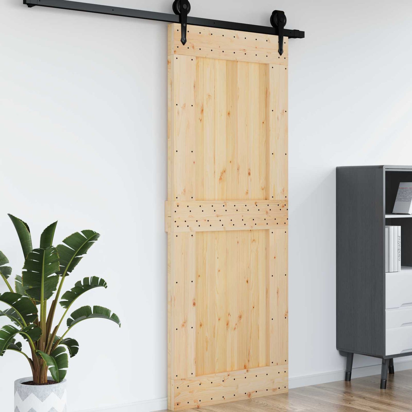 vidaXL Πόρτα NARVIK Φυσικό 90 x 210 cm Συμπαγές Ξύλο Πεύκου