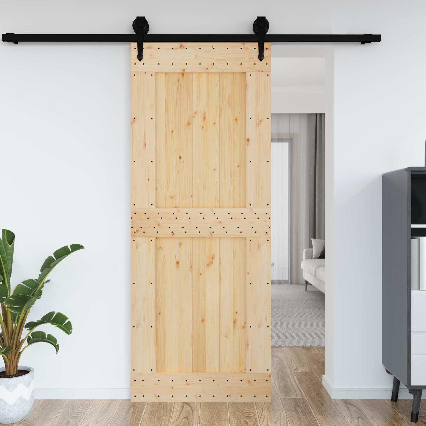 vidaXL Πόρτα NARVIK Φυσικό 90 x 210 cm Συμπαγές Ξύλο Πεύκου