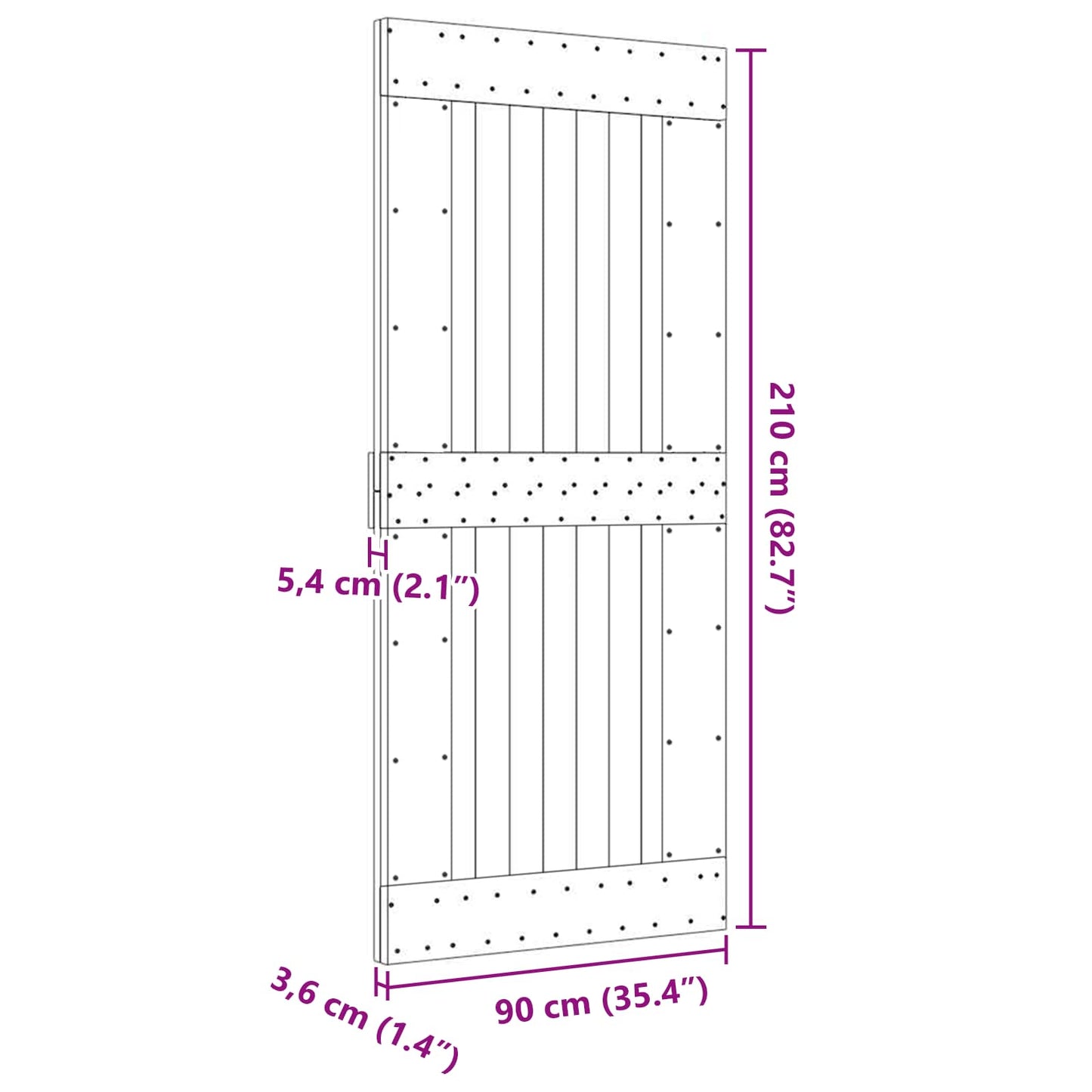 vidaXL Πόρτα NARVIK Φυσικό 90 x 210 cm Συμπαγές Ξύλο Πεύκου