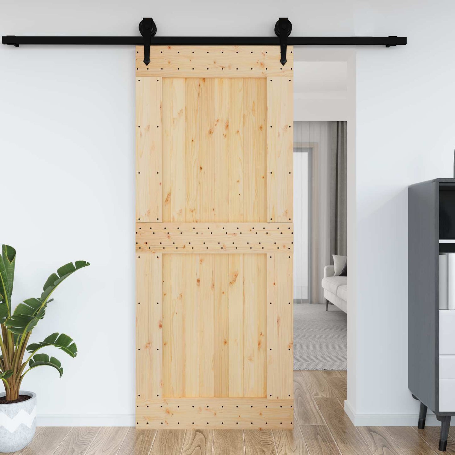 vidaXL Πόρτα NARVIK Φυσικό 95 x 210 cm Συμπαγές Ξύλο Πεύκου