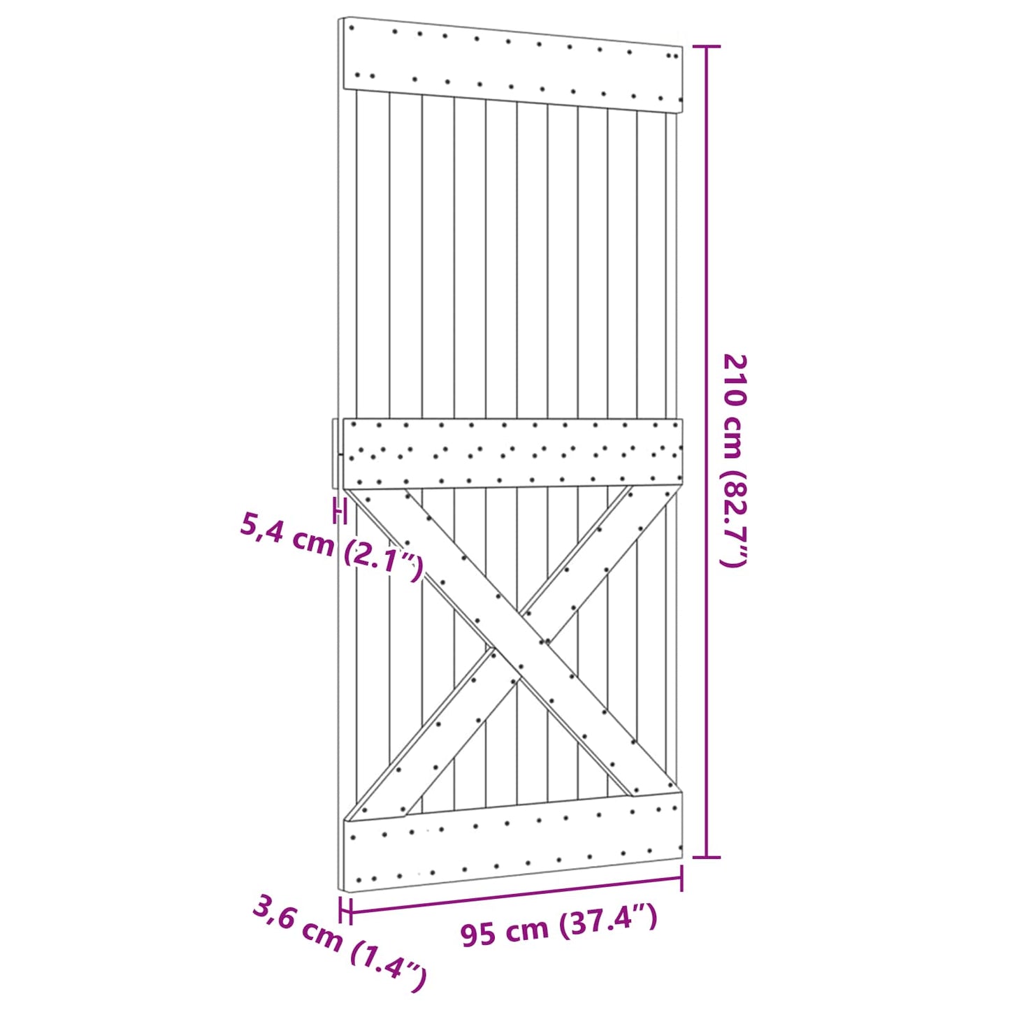 vidaXL Πόρτα NARVIK Φυσικό 95 x 210 cm Συμπαγές Ξύλο Πεύκου