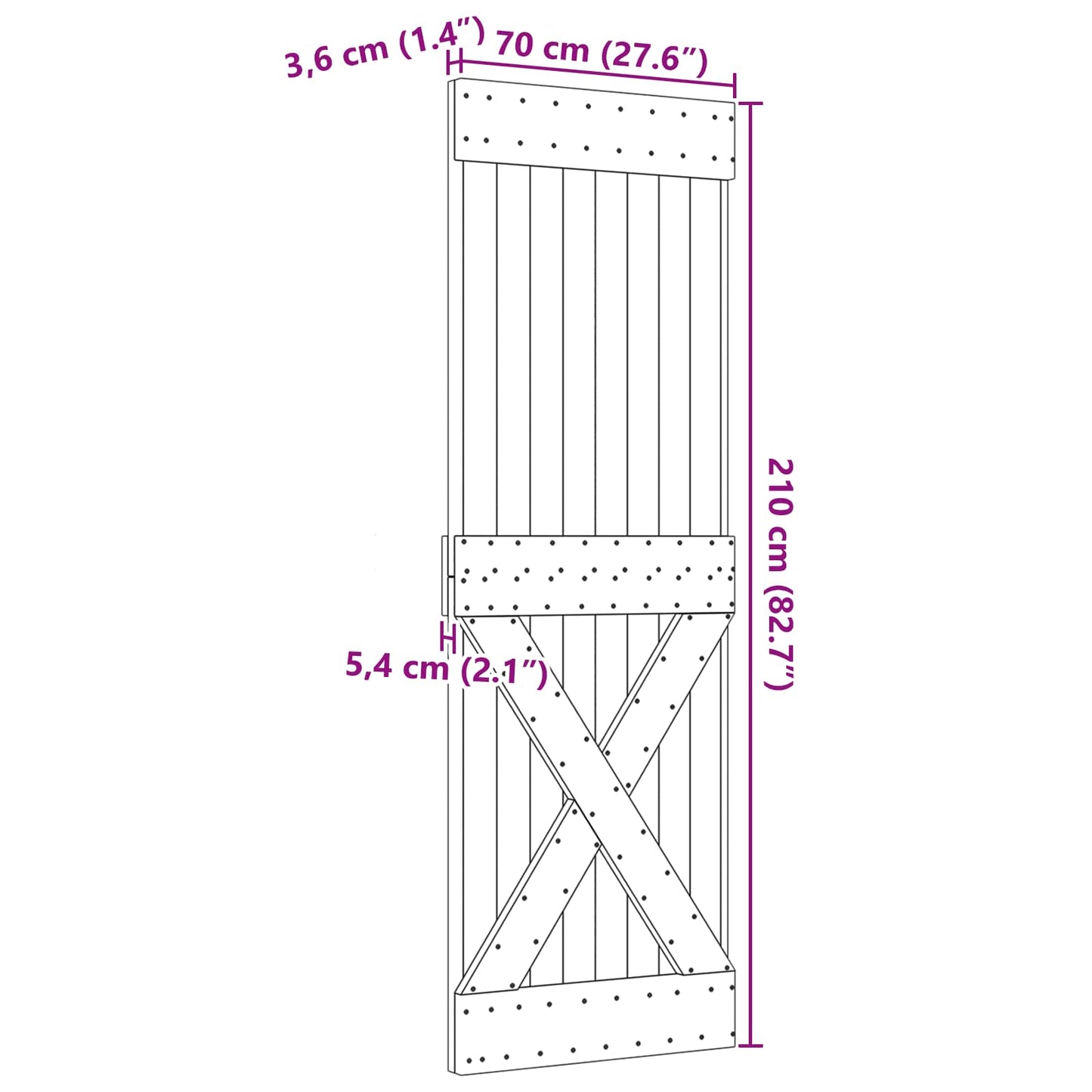 vidaXL Πόρτα NARVIK Φυσικό 70 x 210 cm Συμπαγές Ξύλο Πεύκου
