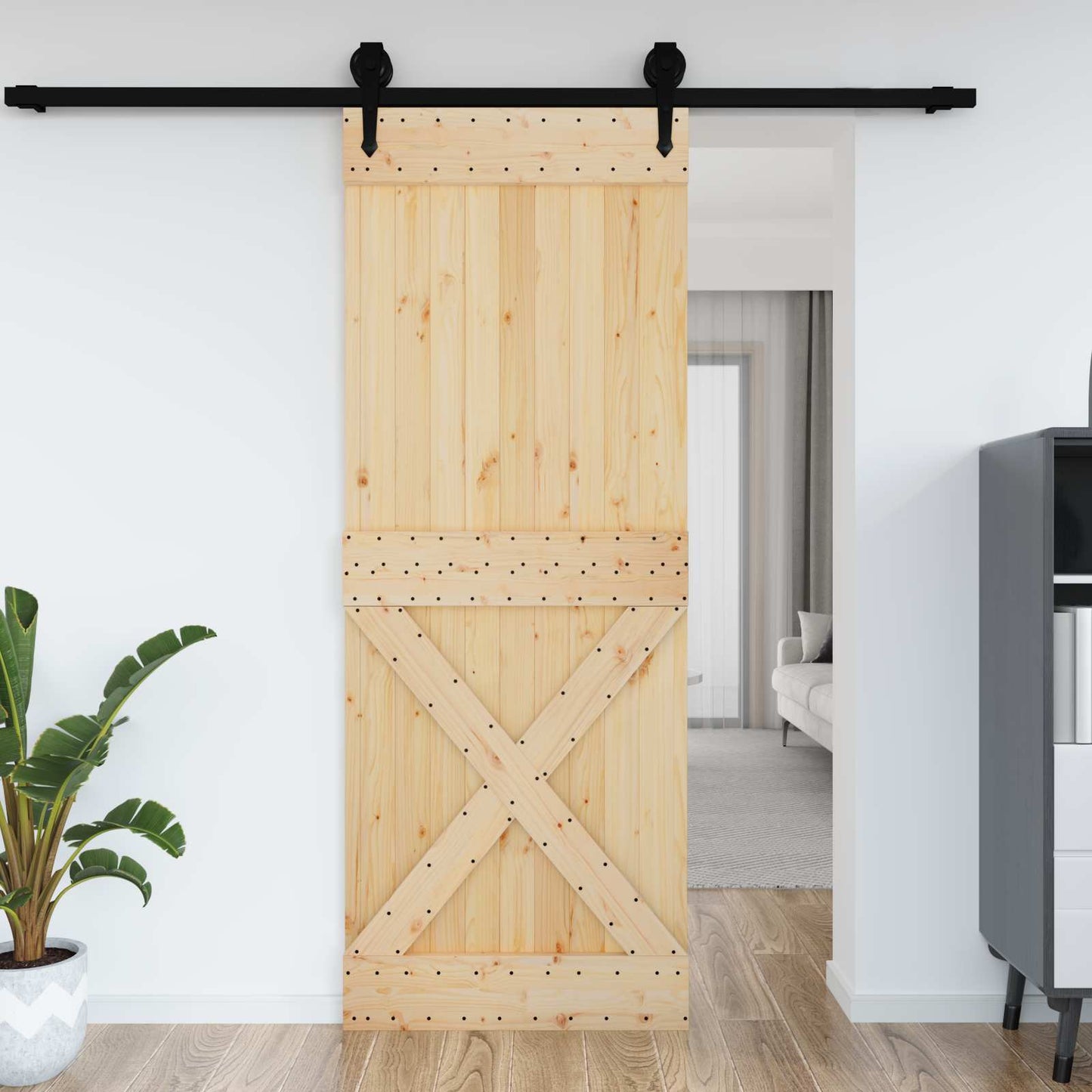vidaXL Πόρτα NARVIK Φυσικό 85 x 210 cm Συμπαγές Ξύλο Πεύκου