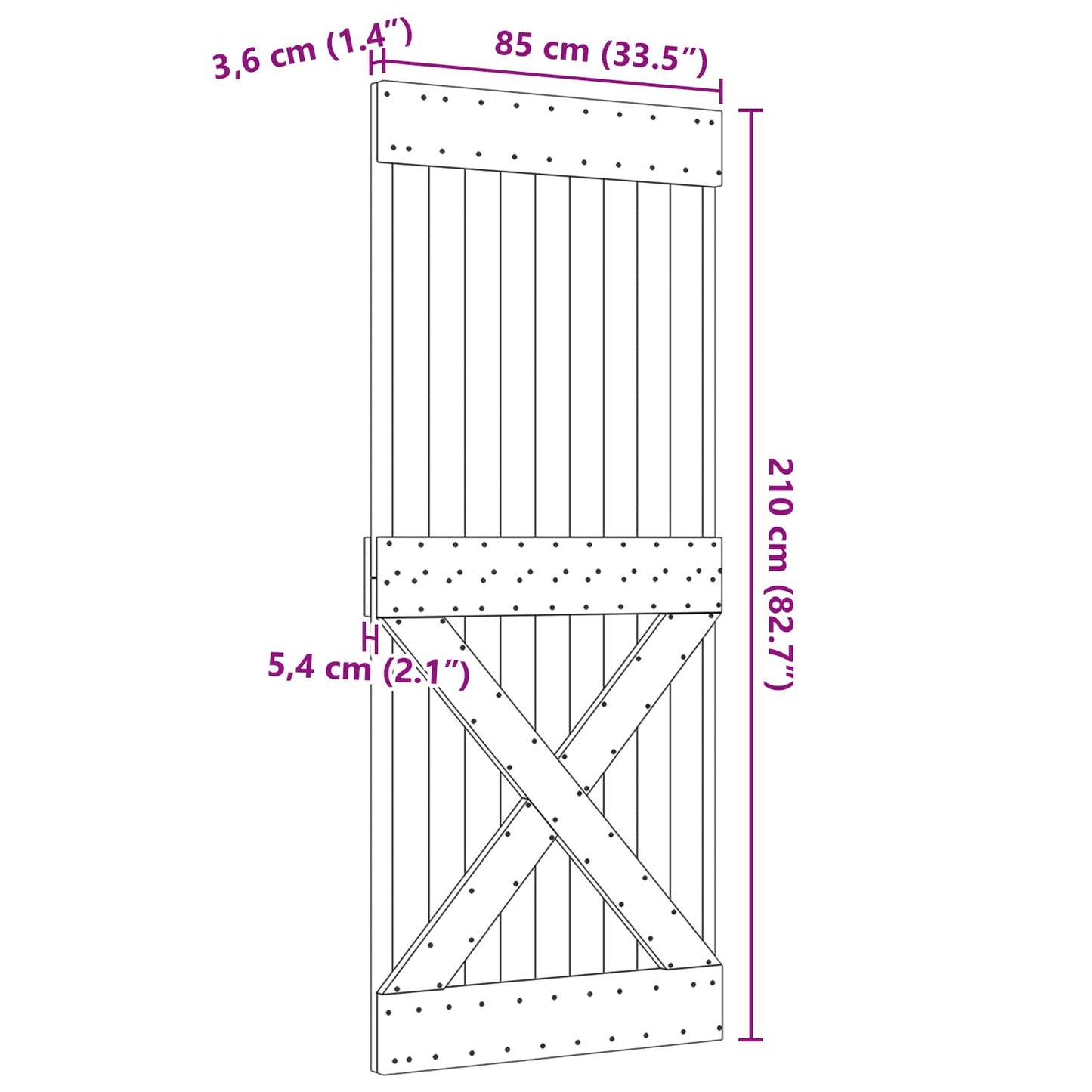 vidaXL Πόρτα NARVIK Φυσικό 85 x 210 cm Συμπαγές Ξύλο Πεύκου