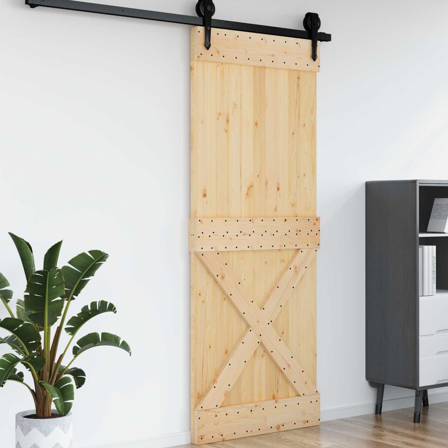 vidaXL Πόρτα NARVIK Φυσικό 90 x 210 cm Συμπαγές Ξύλο Πεύκου
