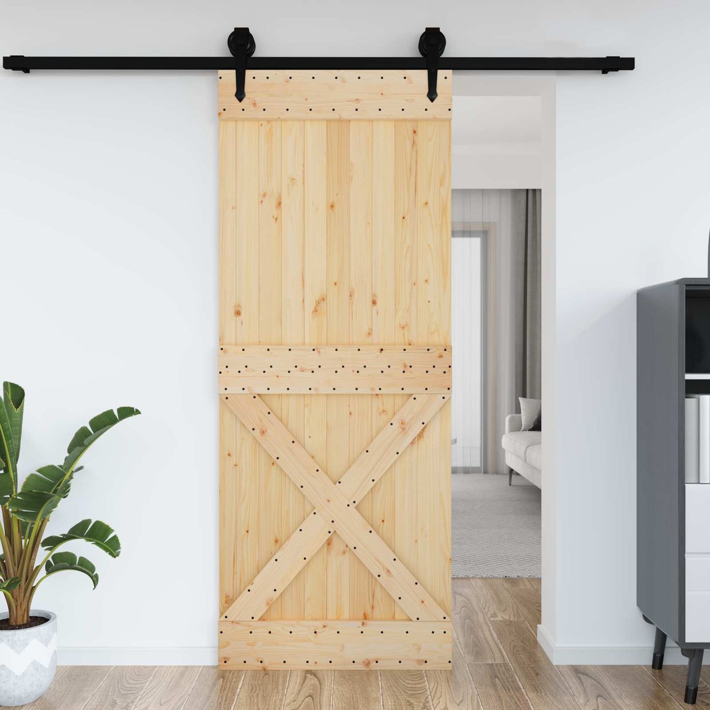 vidaXL Πόρτα NARVIK Φυσικό 90 x 210 cm Συμπαγές Ξύλο Πεύκου