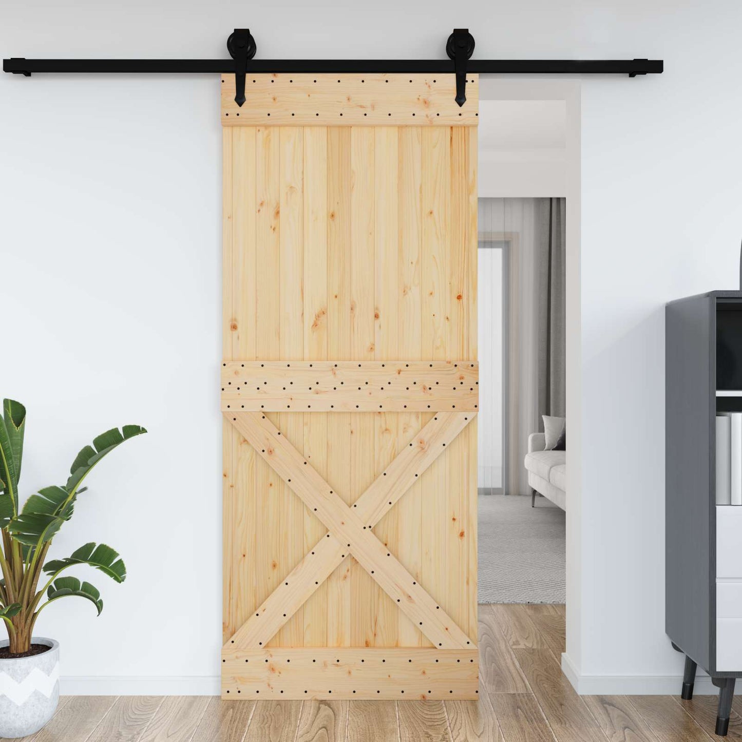 vidaXL Πόρτα NARVIK Φυσικό 95 x 210 cm Συμπαγές Ξύλο Πεύκου