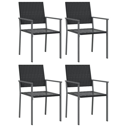 vidaXL Καρέκλες Κήπου 4 τεμ. Μαύρες 54x62,5x89 εκ. από Συνθετικό Ρατάν