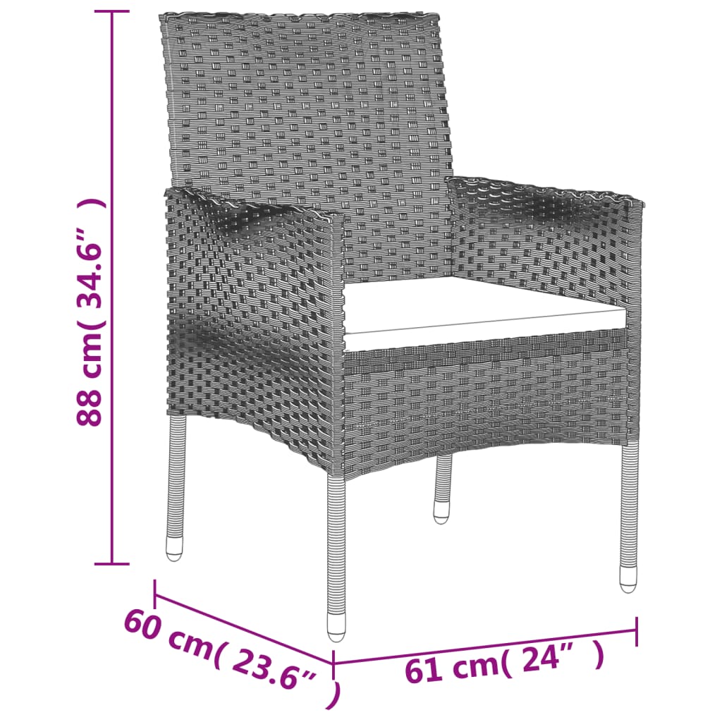 vidaXL Σετ Τραπεζαρίας Κήπου 9 τεμ Μαύρο από Συνθ. Ρατάν με Μαξιλάρια