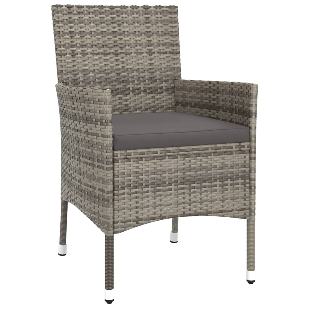 vidaXL Σετ Τραπεζαρίας Κήπου 3 τεμ. Γκρι Συνθ. Ρατάν με Μαξιλάρια