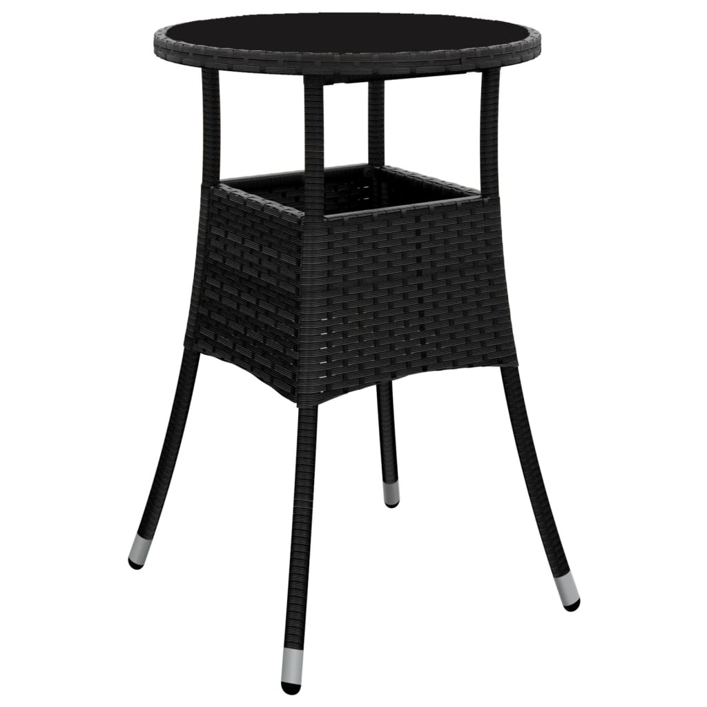 vidaXL Σετ Επίπλων Bistro Κήπου 3 τεμ Μαύρο Συνθετ. Ρατάν με Μαξιλάρια