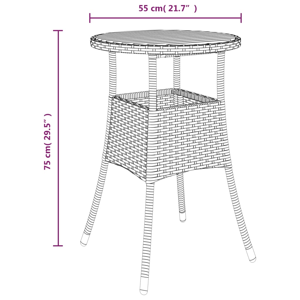 vidaXL Σετ Επίπλων Bistro Κήπου 5 τεμ. Γκρι Συνθετ. Ρατάν με Μαξιλάρια