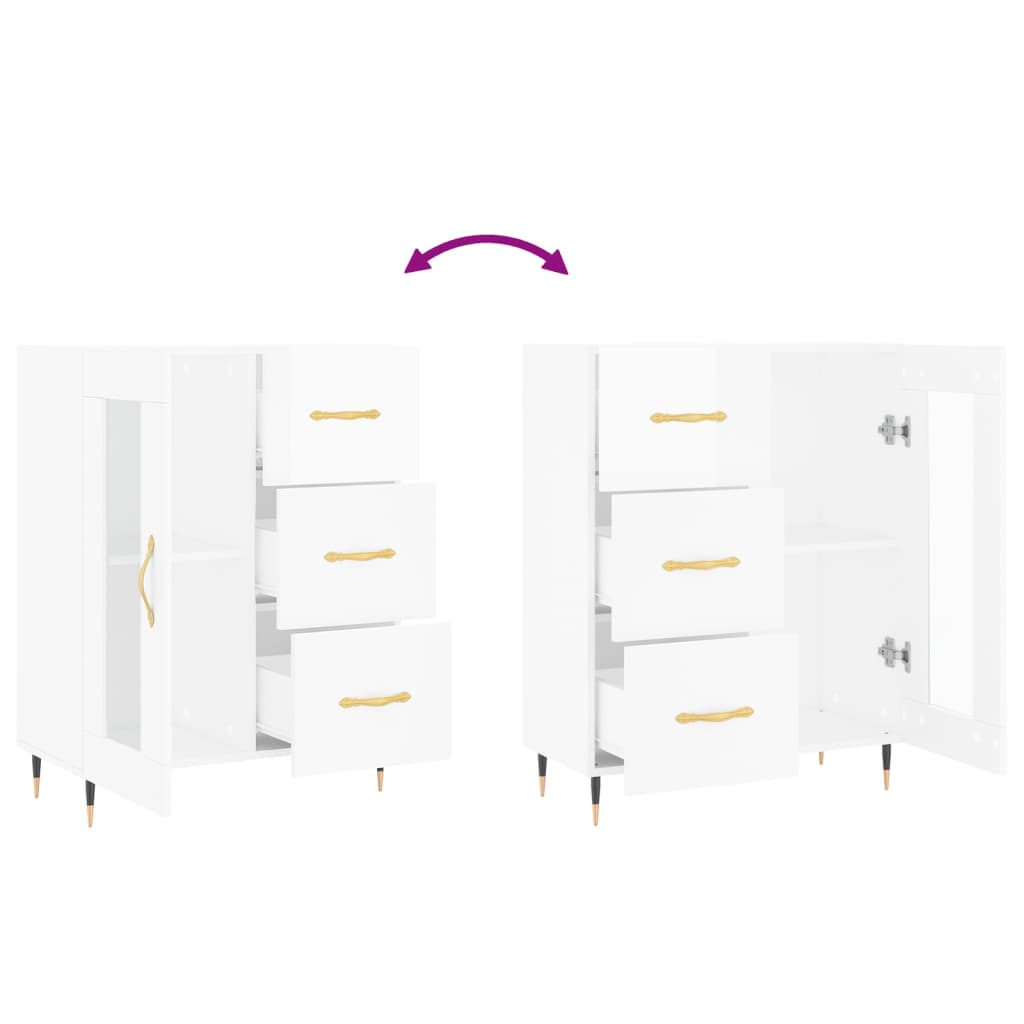 vidaXL Ντουλάπι Γυαλιστερό Λευκό 69,5x34x90 εκ. Επεξεργασμένο Ξύλο