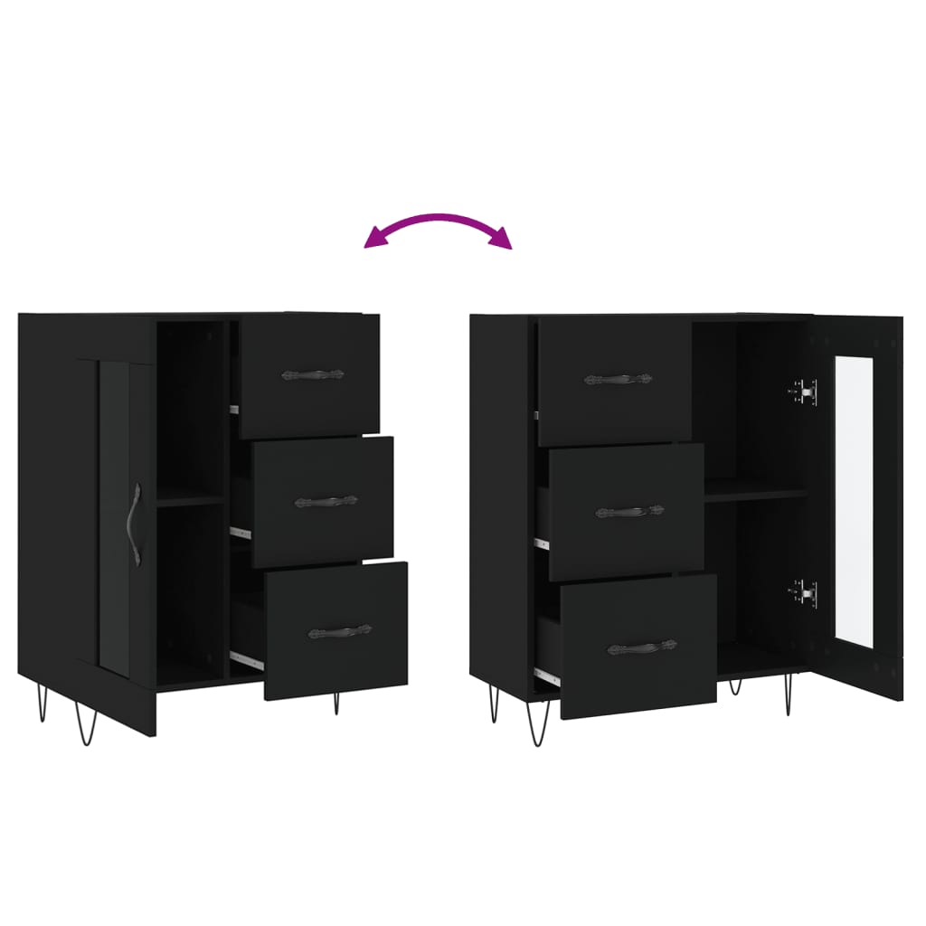 vidaXL Συρταριέρα Μαύρη 69,5 x 34 x 90 εκ. από Επεξεργασμένο Ξύλο