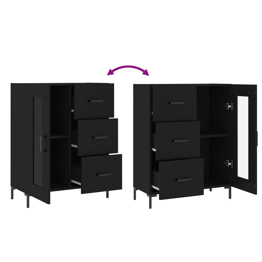 vidaXL Συρταριέρα Μαύρη 69,5 x 34 x 90 εκ. από Επεξεργασμένο Ξύλο