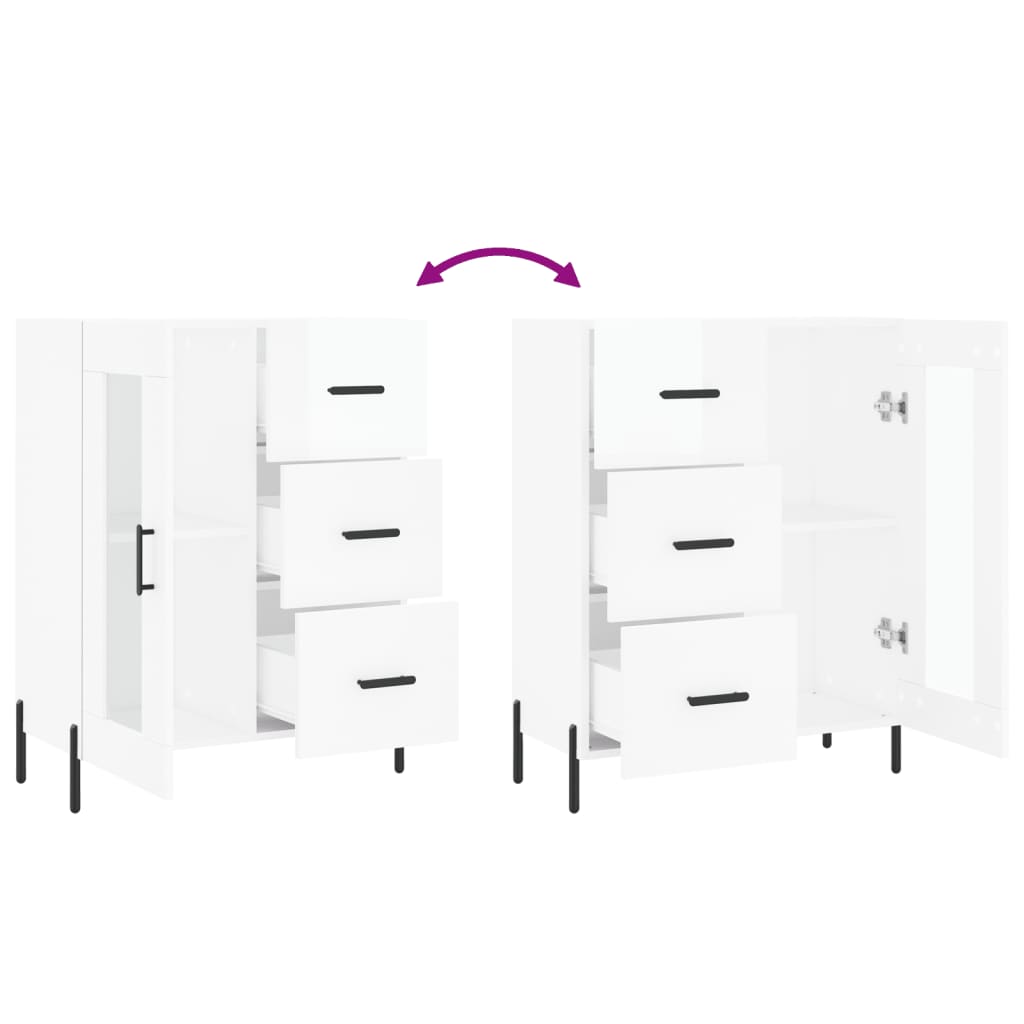 vidaXL Ντουλάπι Γυαλιστερό Λευκό 69,5x34x90 εκ. Επεξεργασμένο Ξύλο