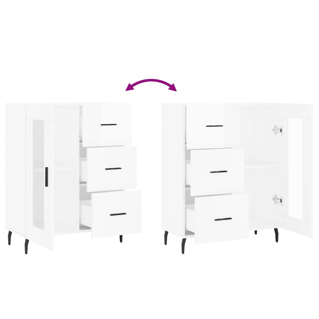 vidaXL Ντουλάπι Γυαλιστερό Λευκό 69,5x34x90 εκ. Επεξεργασμένο Ξύλο