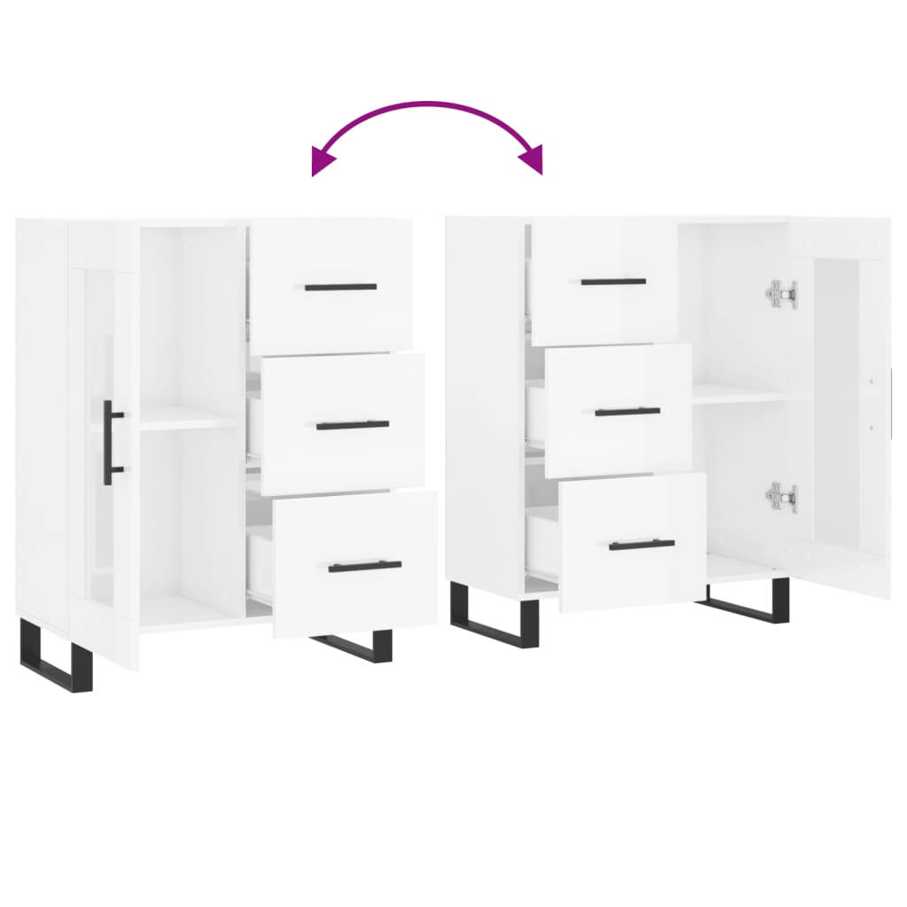 vidaXL Ντουλάπι Γυαλιστερό Λευκό 69,5x34x90 εκ. Επεξεργασμένο Ξύλο