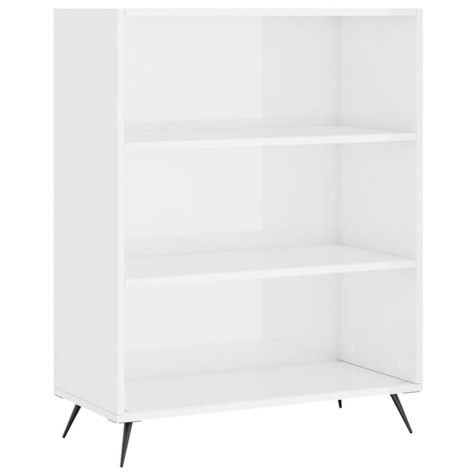 vidaXL Βιβλιοθήκη Γυαλιστερό Λευκό 69,5x32,5x90 εκ. Επεξεργασμένο Ξύλο