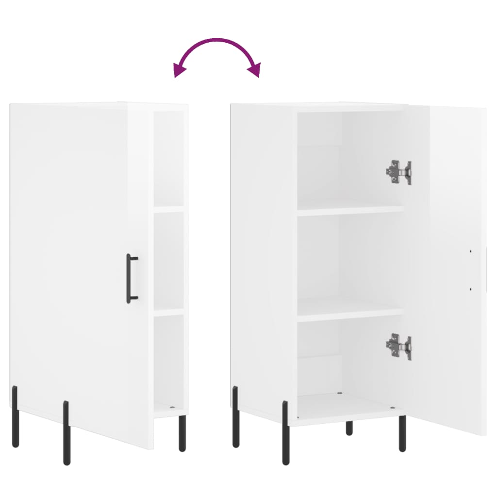 vidaXL Ντουλάπι Γυαλιστερό Λευκό 34,5x34x90 εκ. Επεξεργασμένο Ξύλο